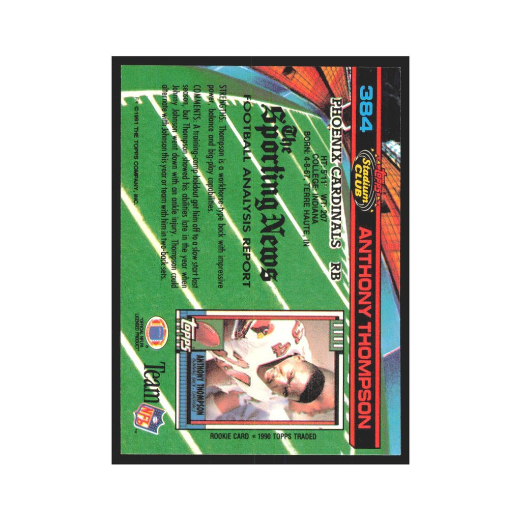 1991 Stadium Club Anthony Thompson Phoenix Cardinals #384