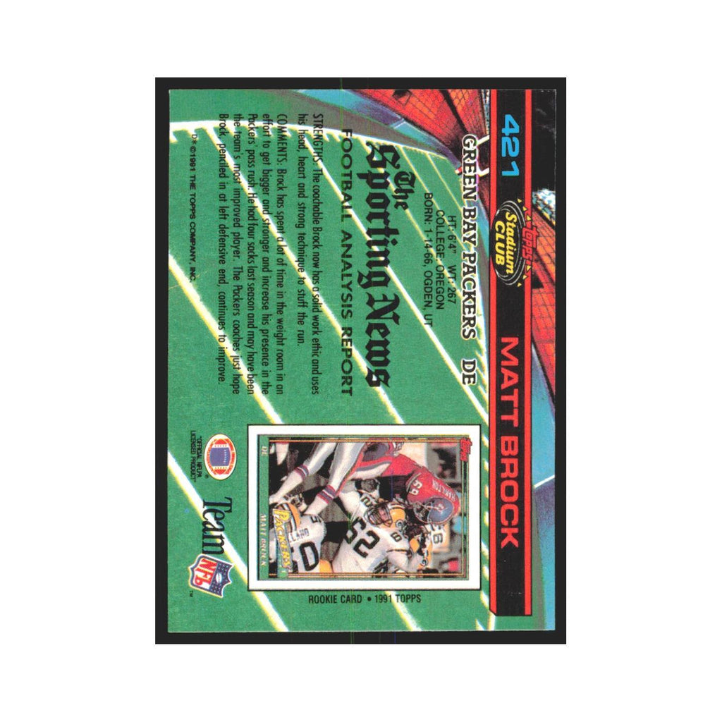 1991 Stadium Club Matt Brock Packers #421