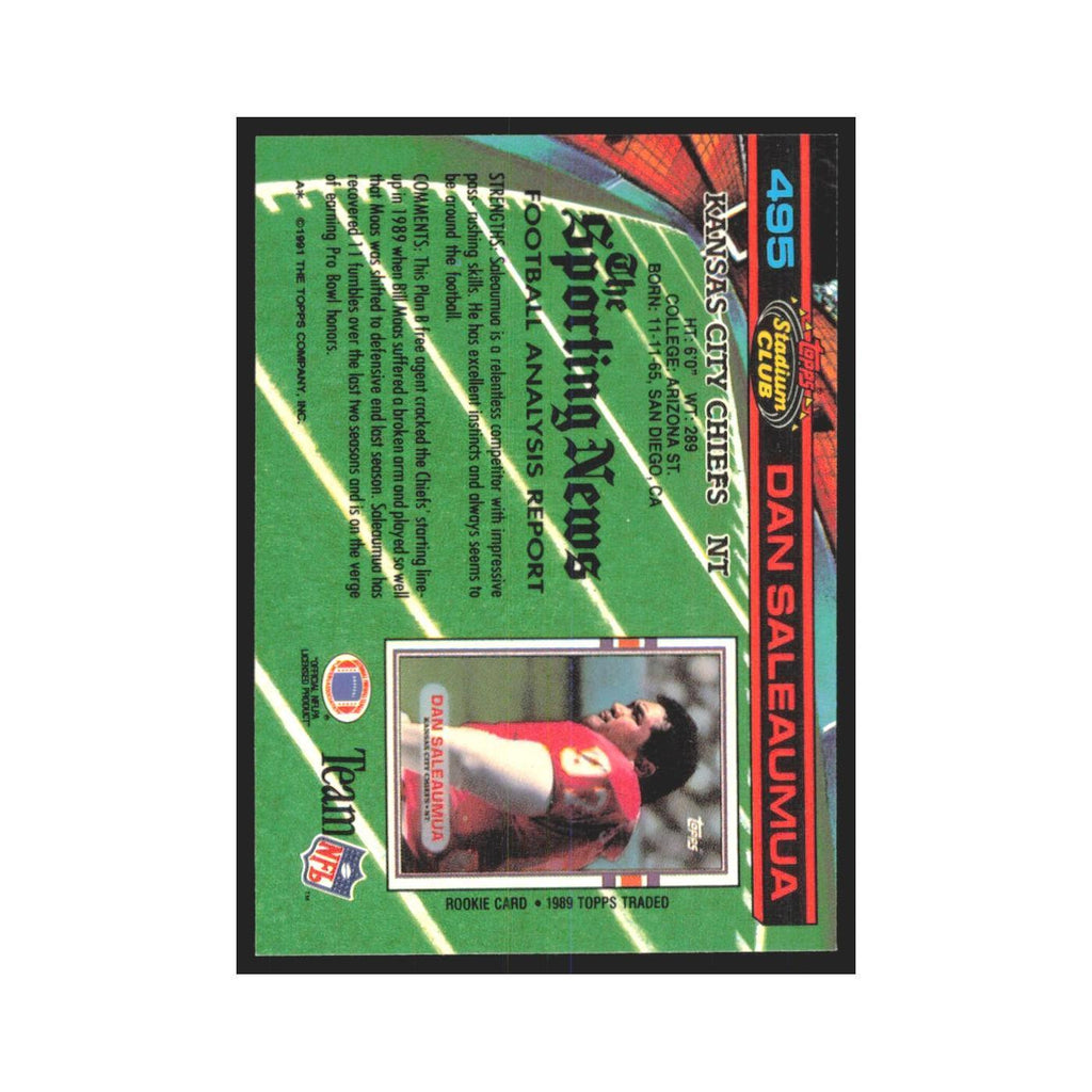 1991 Stadium Club Dan Saleaumua Chiefs #495