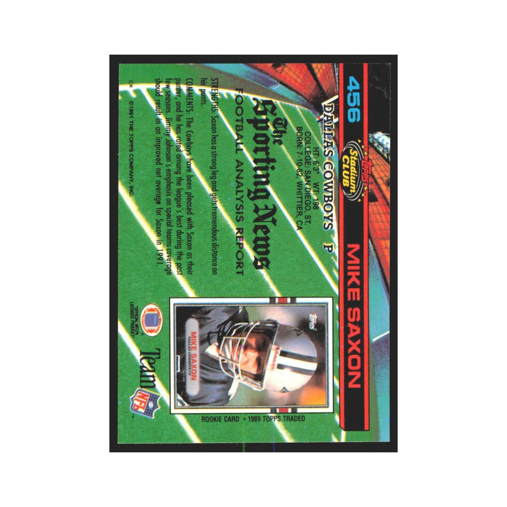 1991 Stadium Club Mike Saxon Cowboys #456