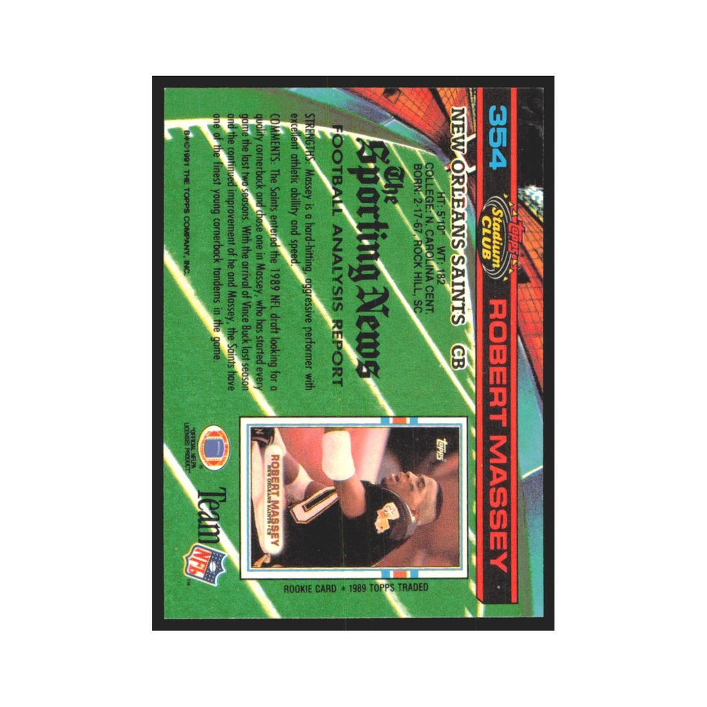 1991 Stadium Club Robert Massey Saints #354