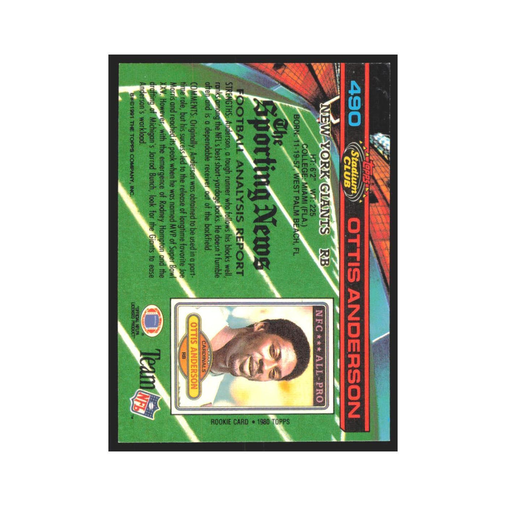 1991 Stadium Club Ottis Anderson Giants #490