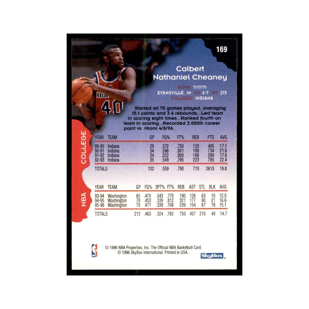 1996 Hoops Calbert Cheaney Washington Bullets #169