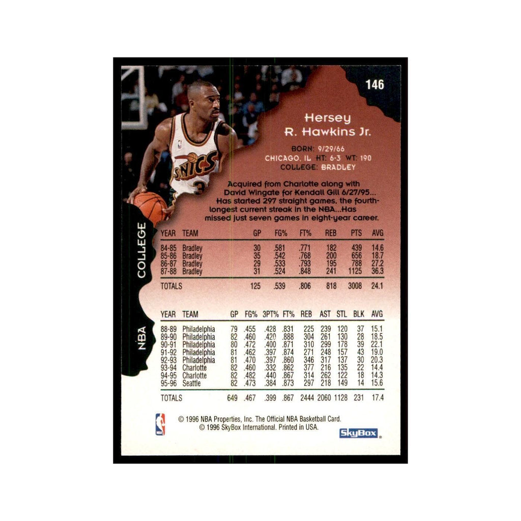 1996 Hoops Hersey Hawkins Seattle SuperSonics #146