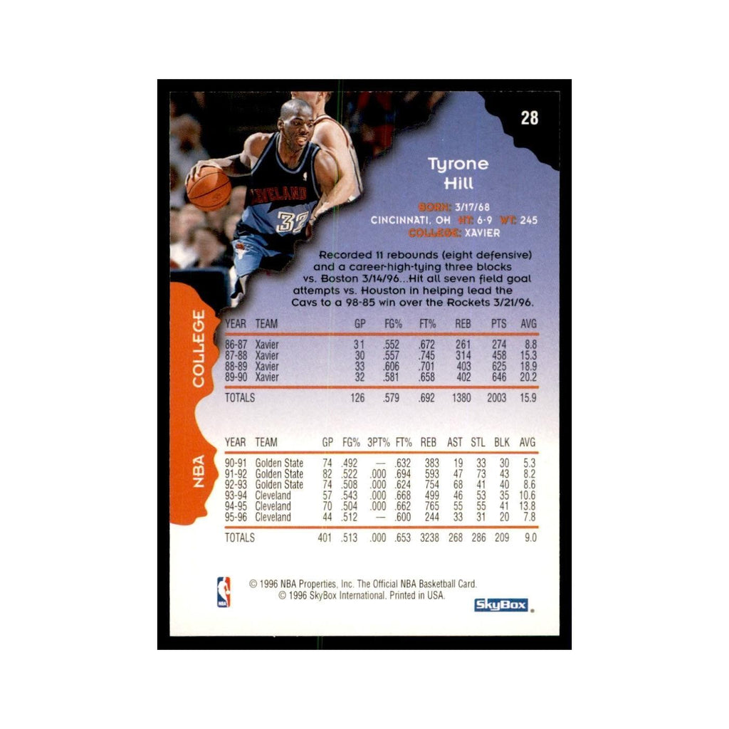 1996 Hoops Tyrone Hill Cavaliers #28