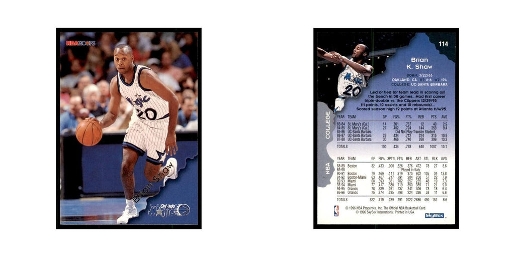 1996 Hoops Brian Shaw Magic #114