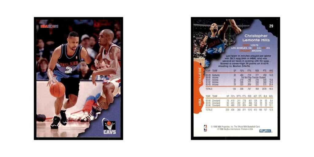 1996 Hoops Chris Mills Cavaliers #29
