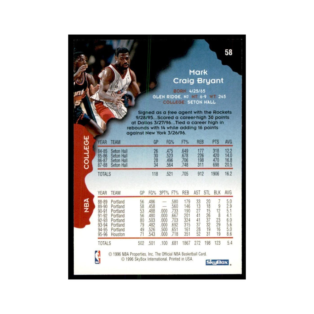 1996 Hoops Mark Bryant Rockets #58