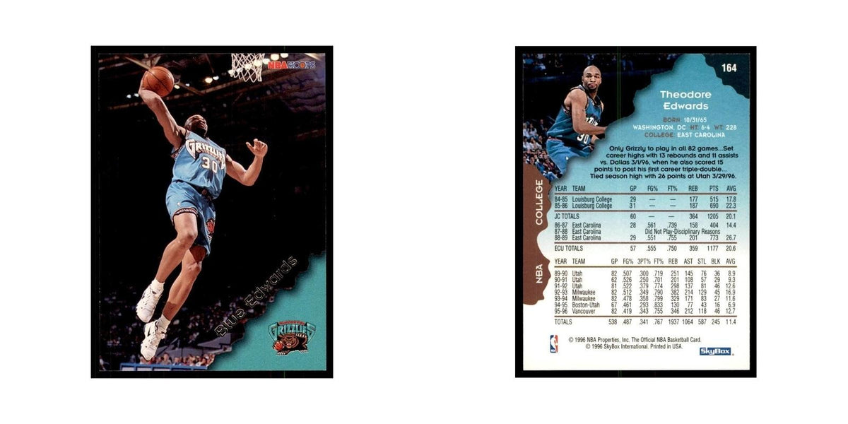 1996 Hoops Blue Edwards Vancouver Grizzlies #164