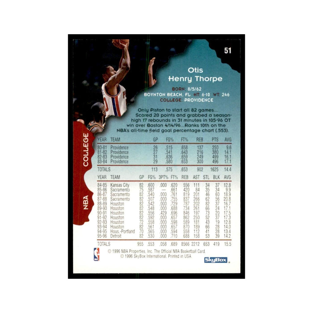1996 Hoops Otis Thorpe Pistons #51