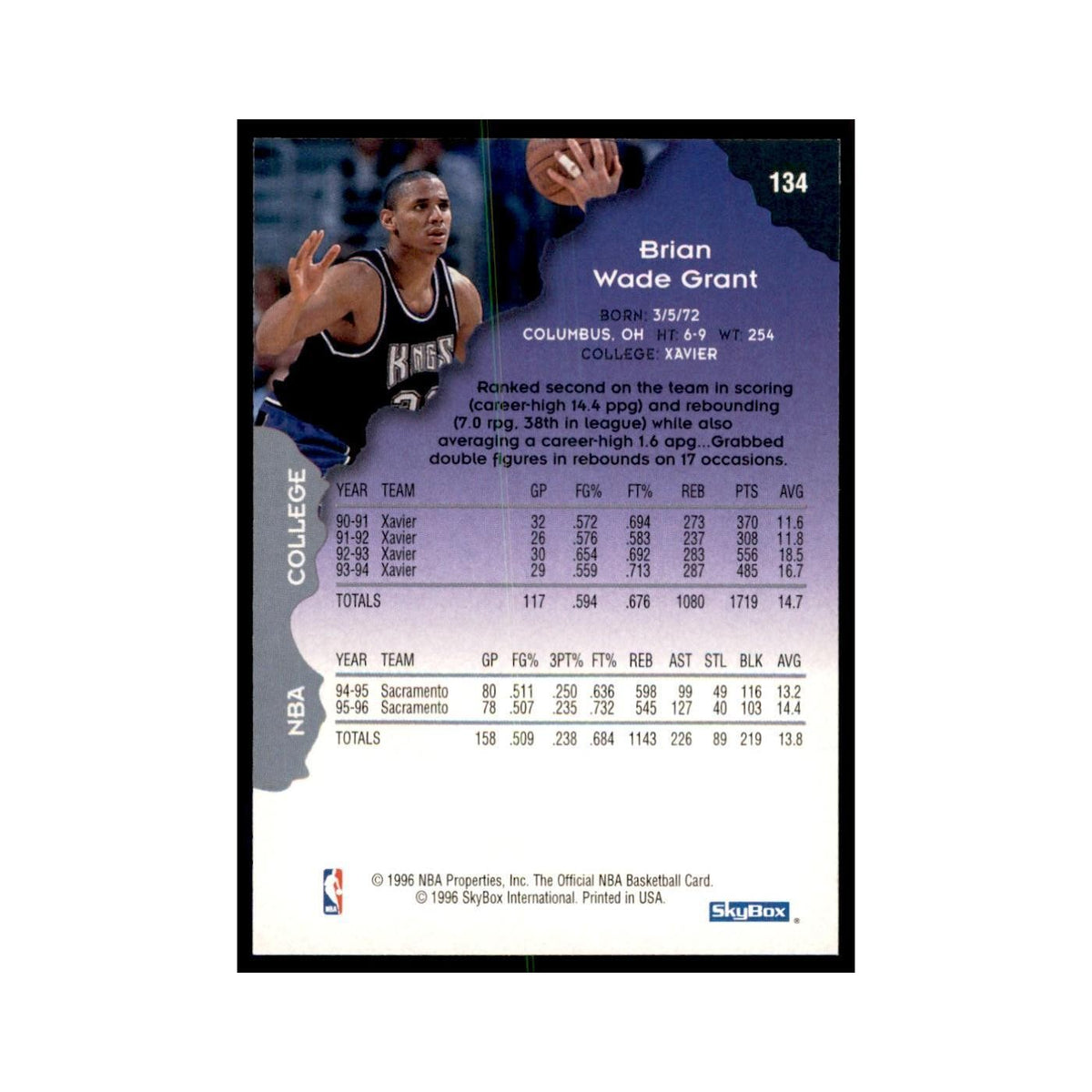 1996 Hoops Brian Grant Kings #134