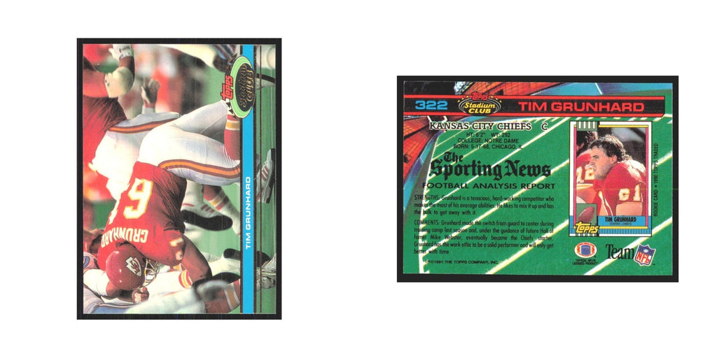 1991 Stadium Club Tim Grunhard Chiefs #322