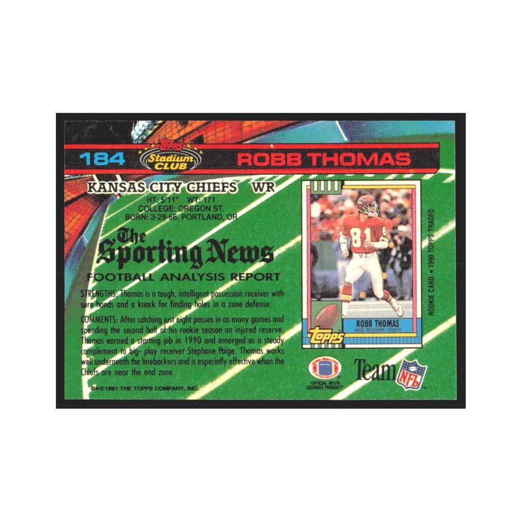 1991 Stadium Club Robb Thomas Chiefs #184