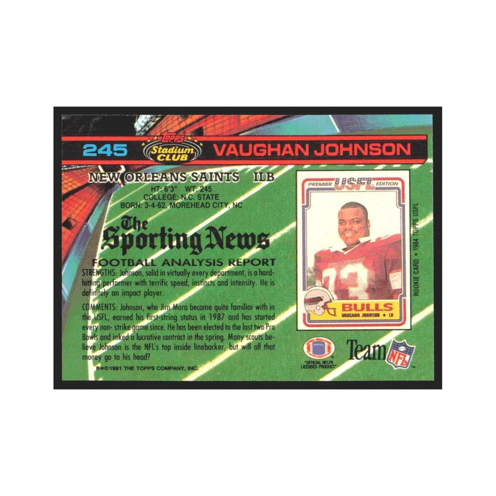 1991 Stadium Club Vaughan Johnson Saints #245