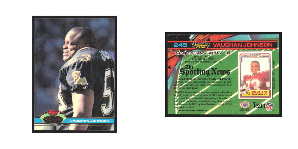 1991 Stadium Club Vaughan Johnson Saints #245
