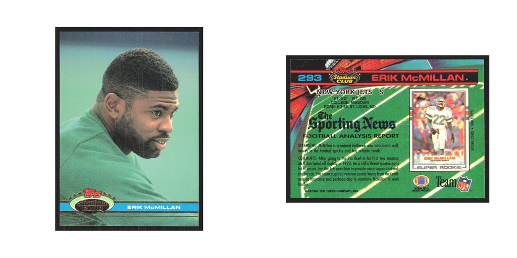 1991 Stadium Club Erik McMillan Jets #293
