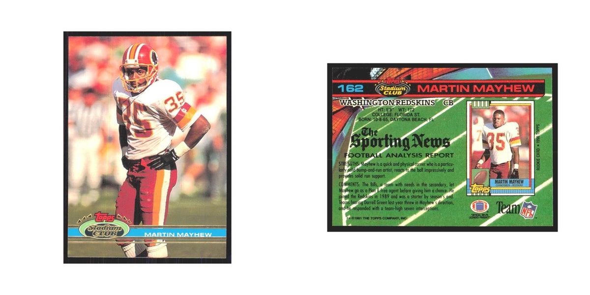 1991 Stadium Club Martin Mayhew Redskins #162
