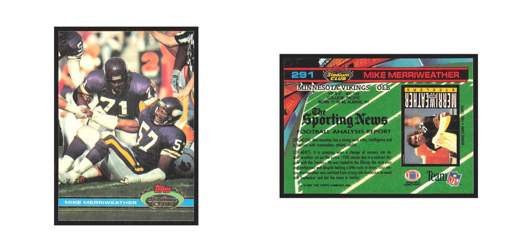 1991 Stadium Club Mike Merriweather Vikings #291