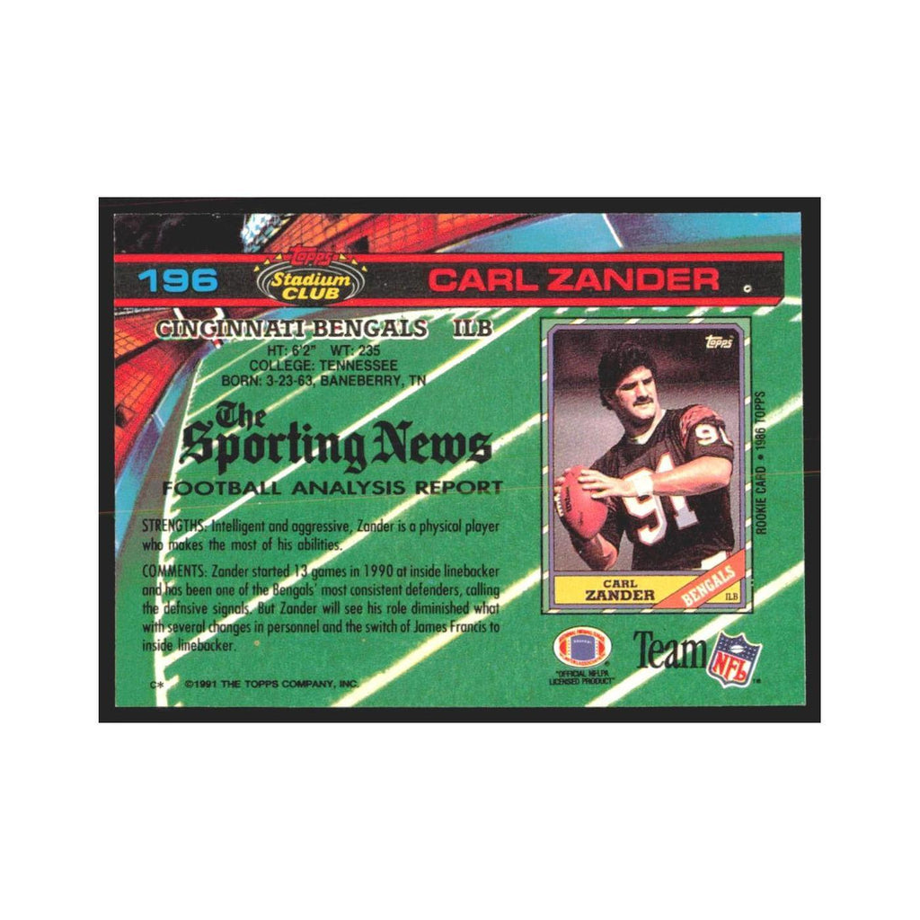 1991 Stadium Club Carl Zander Bengals #196