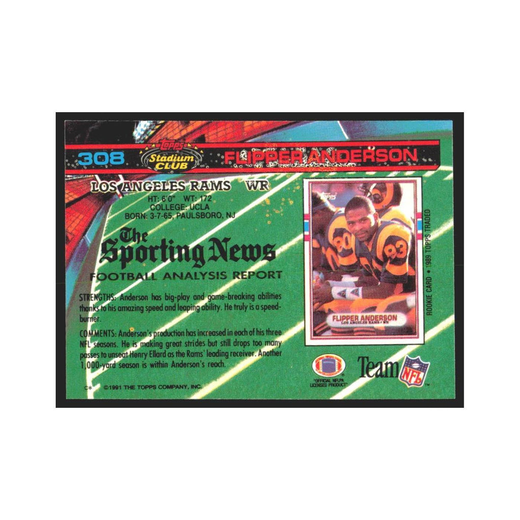 1991 Stadium Club Flipper Anderson Rams #308