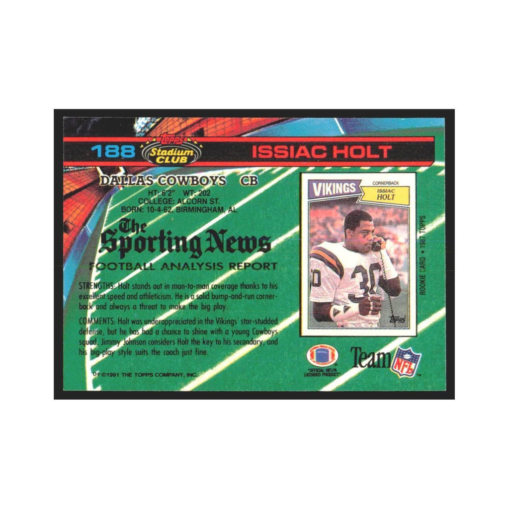 1991 Stadium Club Issiac Holt Cowboys #188