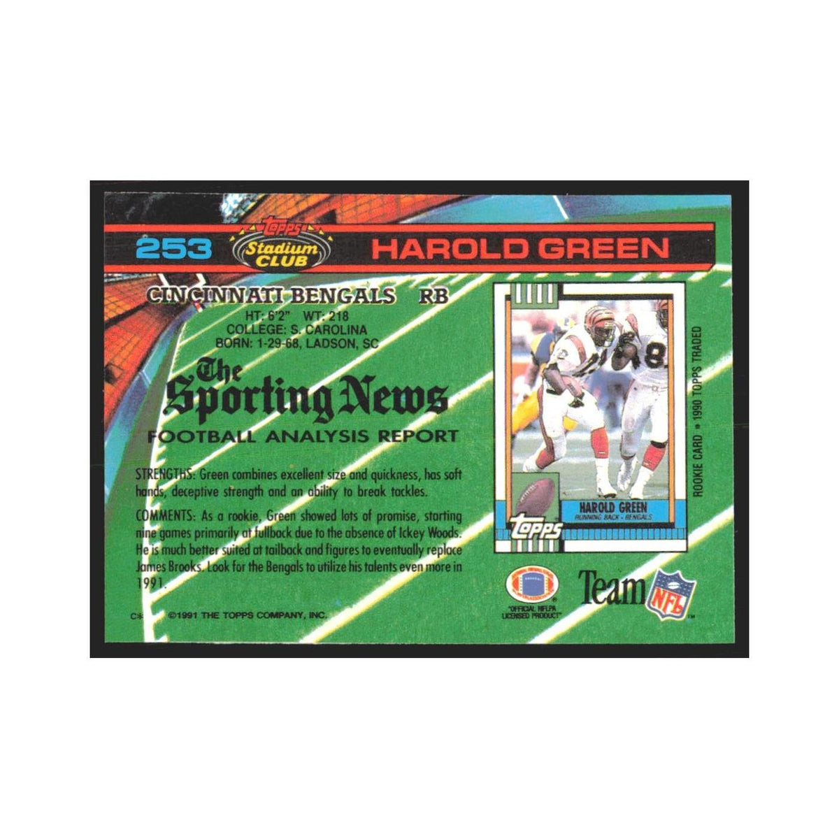1991 Stadium Club Harold Green Bengals #253