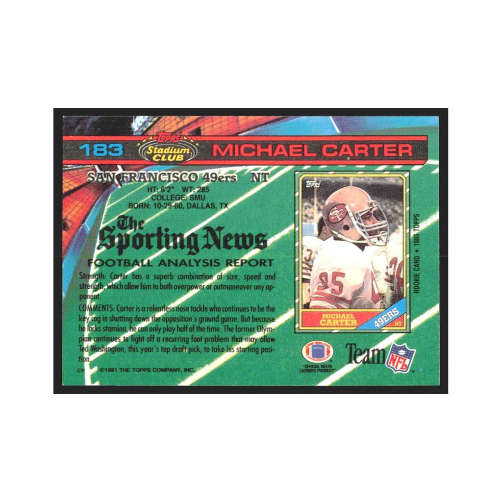 1991 Stadium Club Michael Carter 49ers #183
