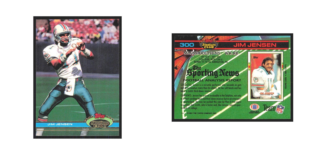 1991 Stadium Club Jim C. Jensen Dolphins #300