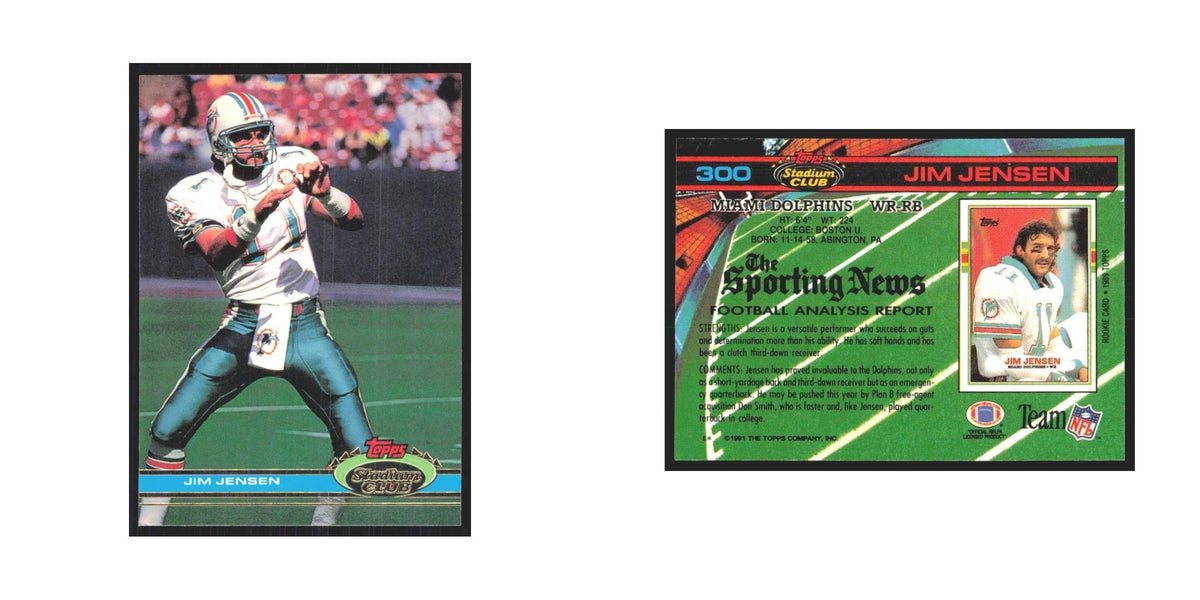 1991 Stadium Club Jim C. Jensen Dolphins #300