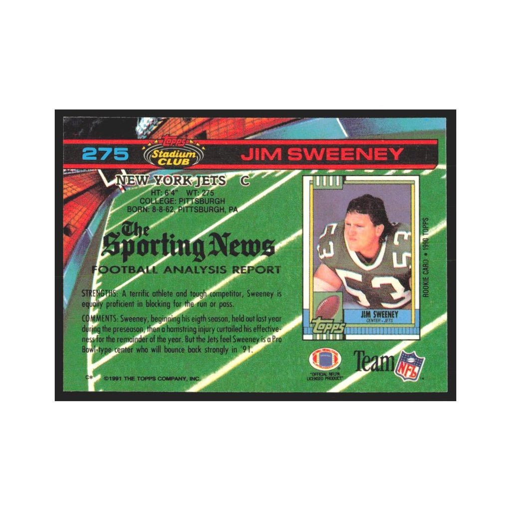 1991 Stadium Club Jim Sweeney Jets #275