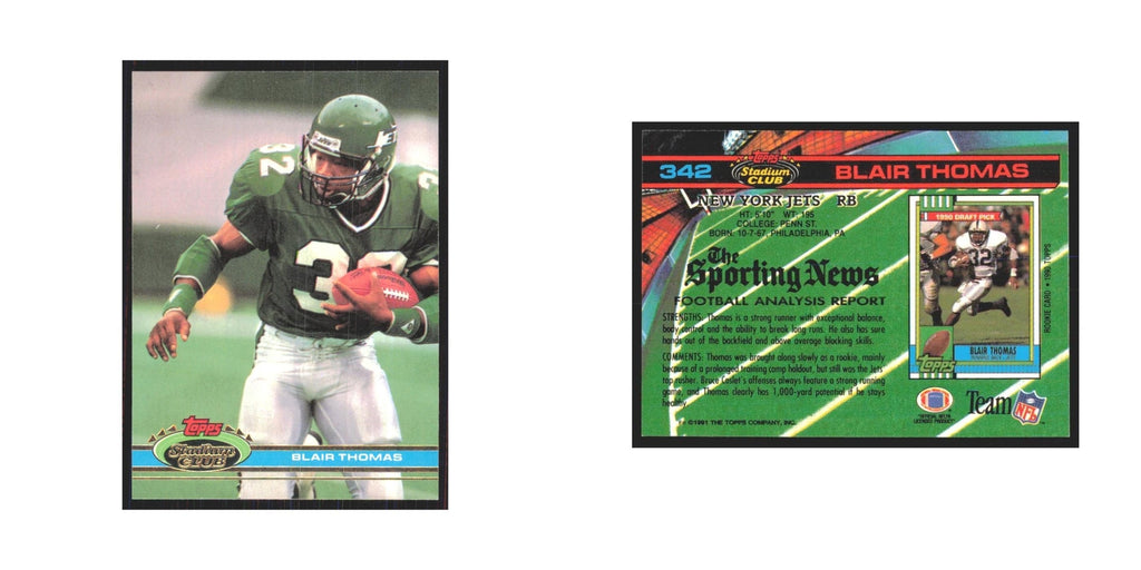 1991 Stadium Club Blair Thomas Jets #342