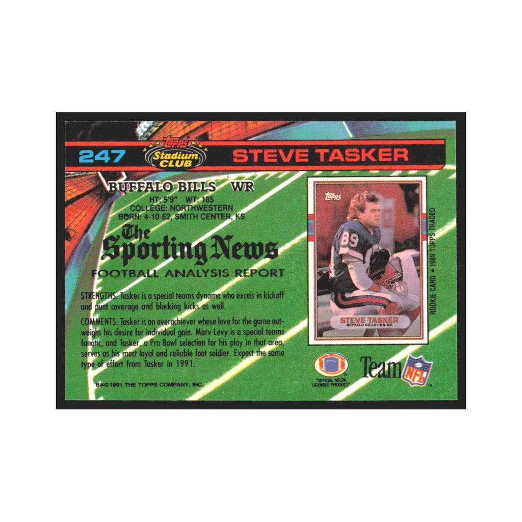 1991 Stadium Club Steve Tasker Bills #247