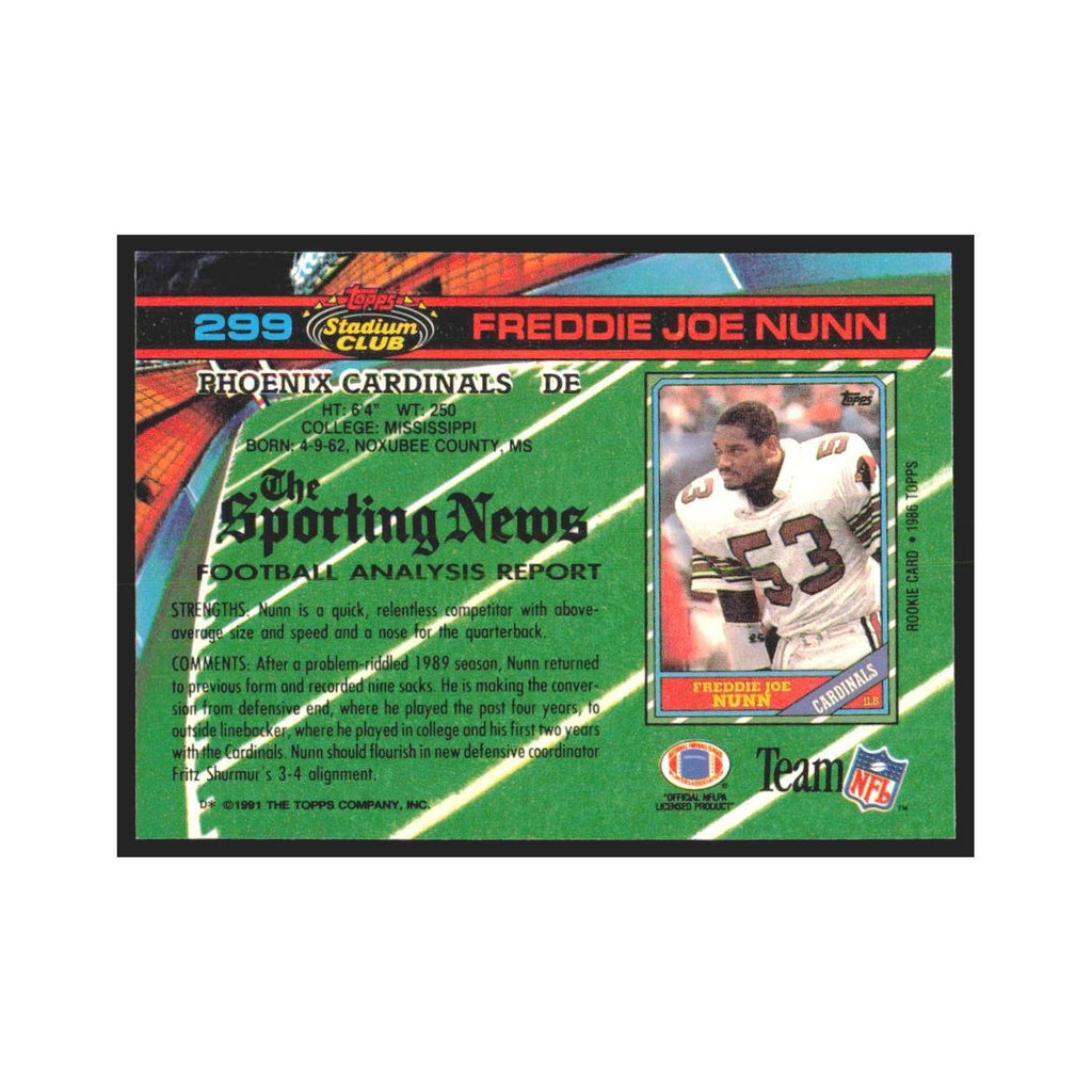 1991 Stadium Club Freddie Joe Nunn Phoenix Cardinals #299