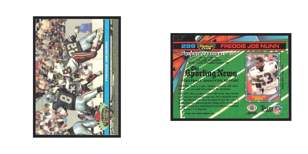 1991 Stadium Club Freddie Joe Nunn Phoenix Cardinals #299