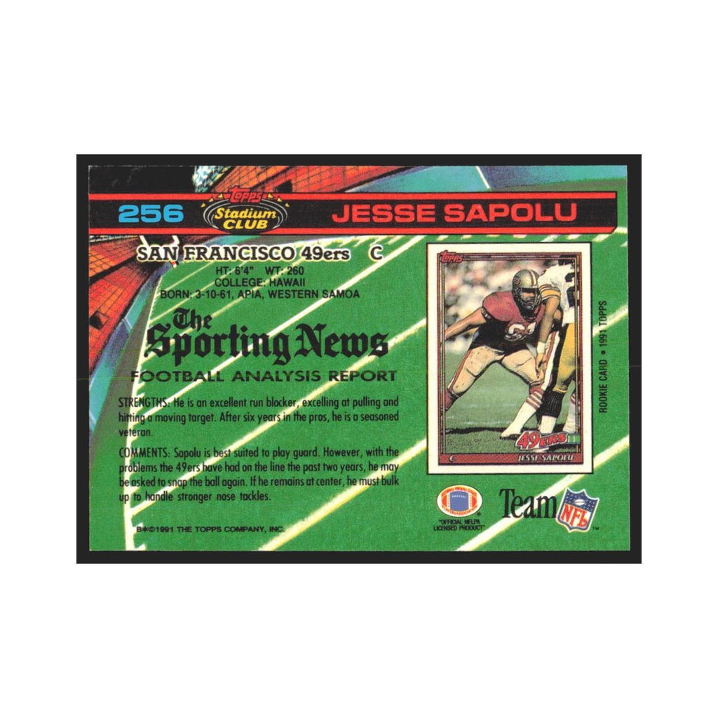 1991 Stadium Club Jesse Sapolu 49ers #256