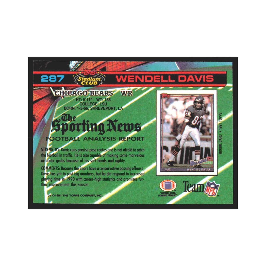 1991 Stadium Club Wendell Davis Bears #287