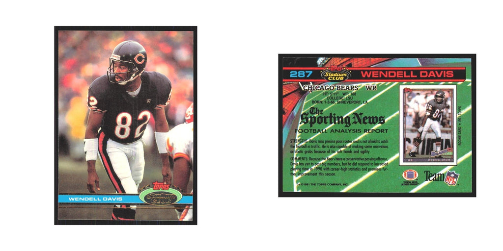1991 Stadium Club Wendell Davis Bears #287