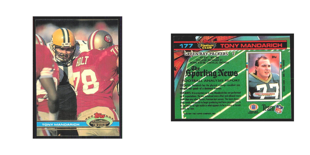 1991 Stadium Club Tony Mandarich Packers #177