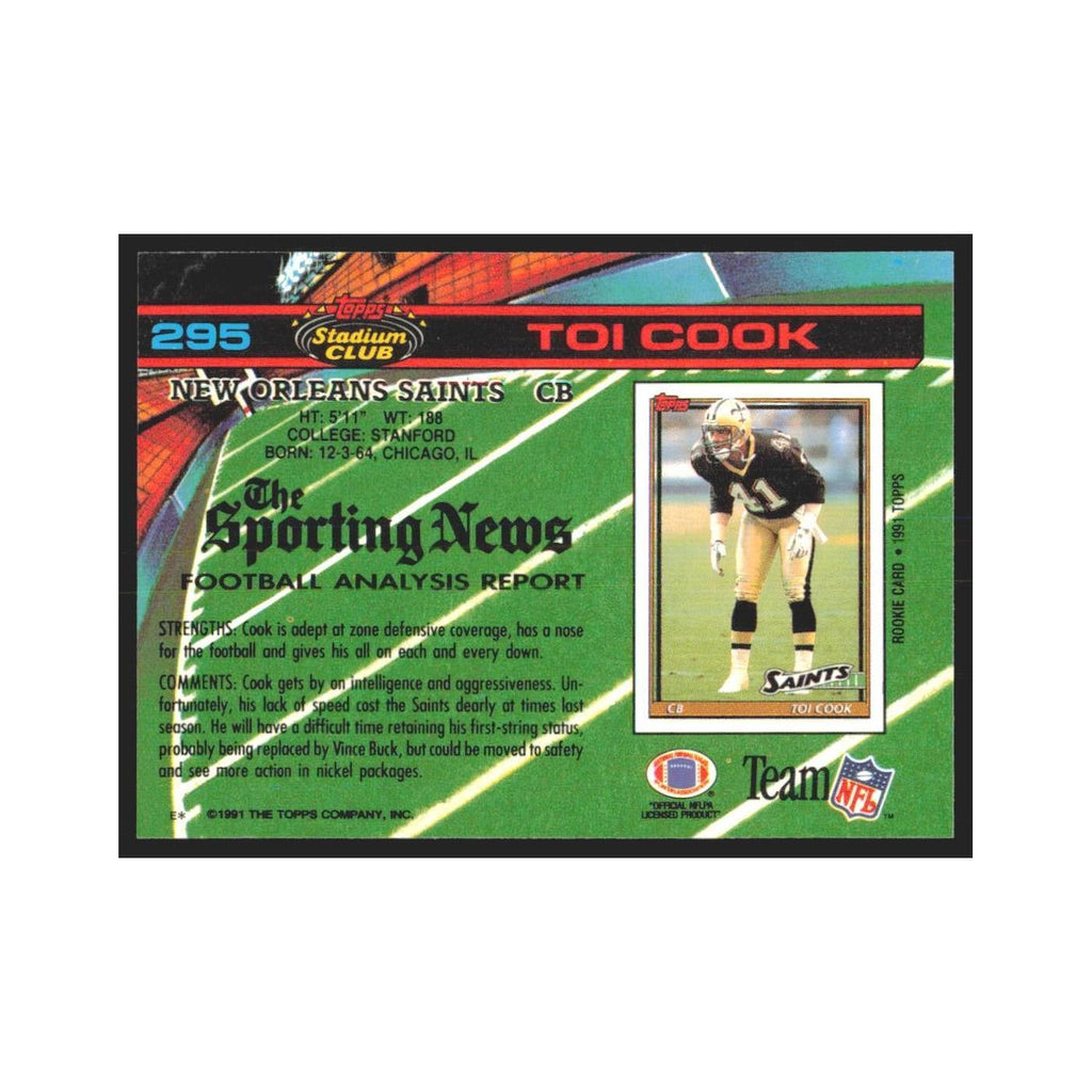 1991 Stadium Club Toi Cook Saints #295