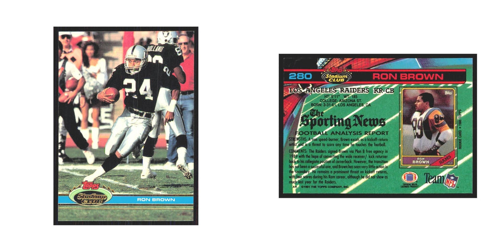 1991 Stadium Club Ron Brown Los Angeles Raiders #280