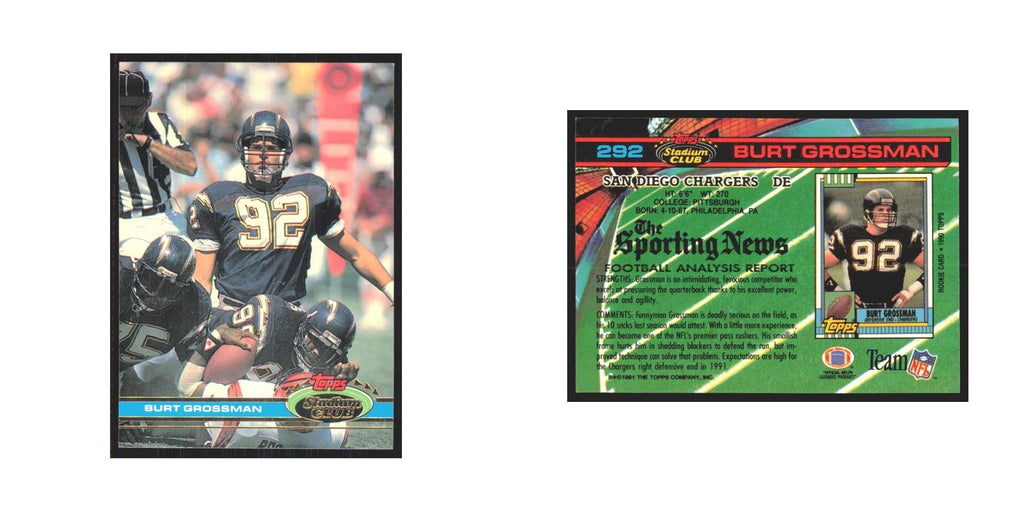 1991 Stadium Club Burt Grossman San Diego Chargers #292