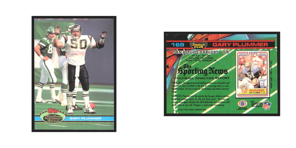 1991 Stadium Club Gary Plummer San Diego Chargers #169