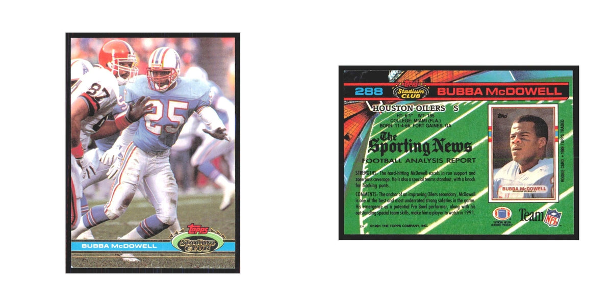 1991 Stadium Club Bubba McDowell Houston Oilers #288