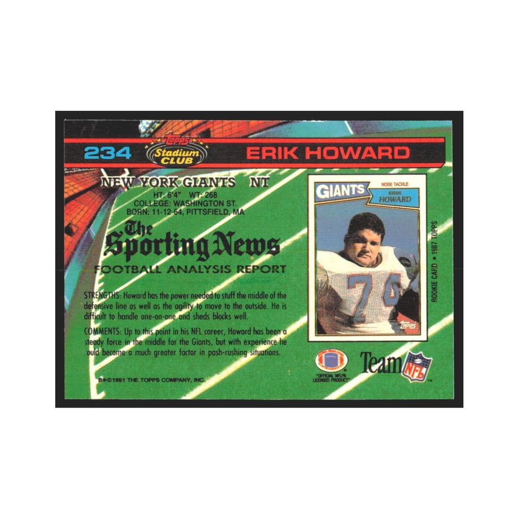 1991 Stadium Club Erik Howard Giants #234