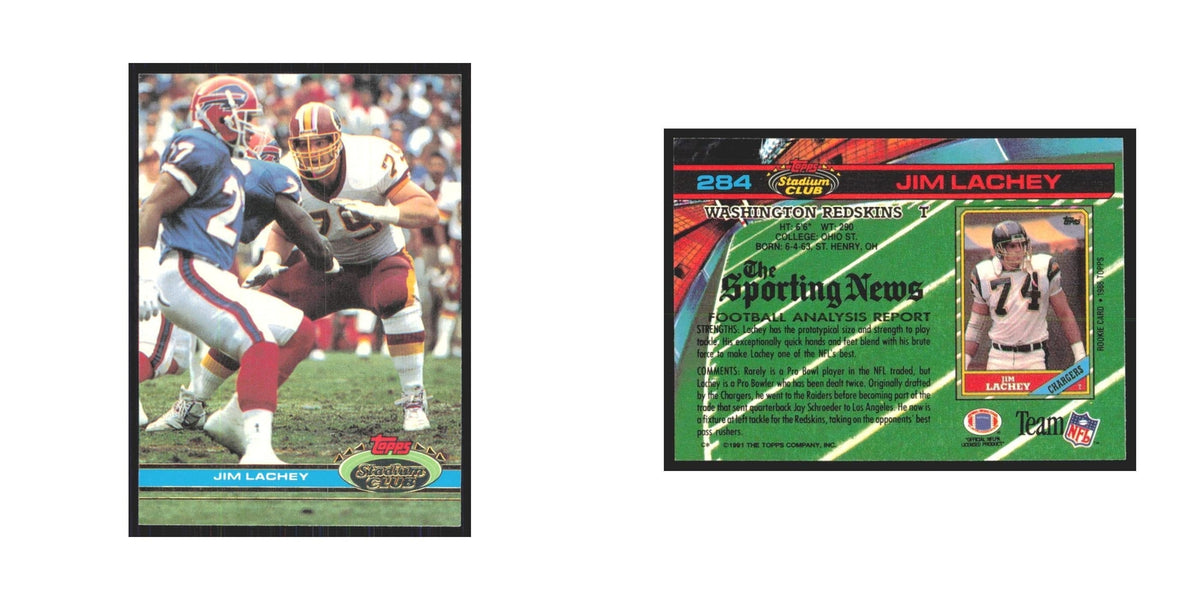 1991 Stadium Club Jim Lachey Redskins #284
