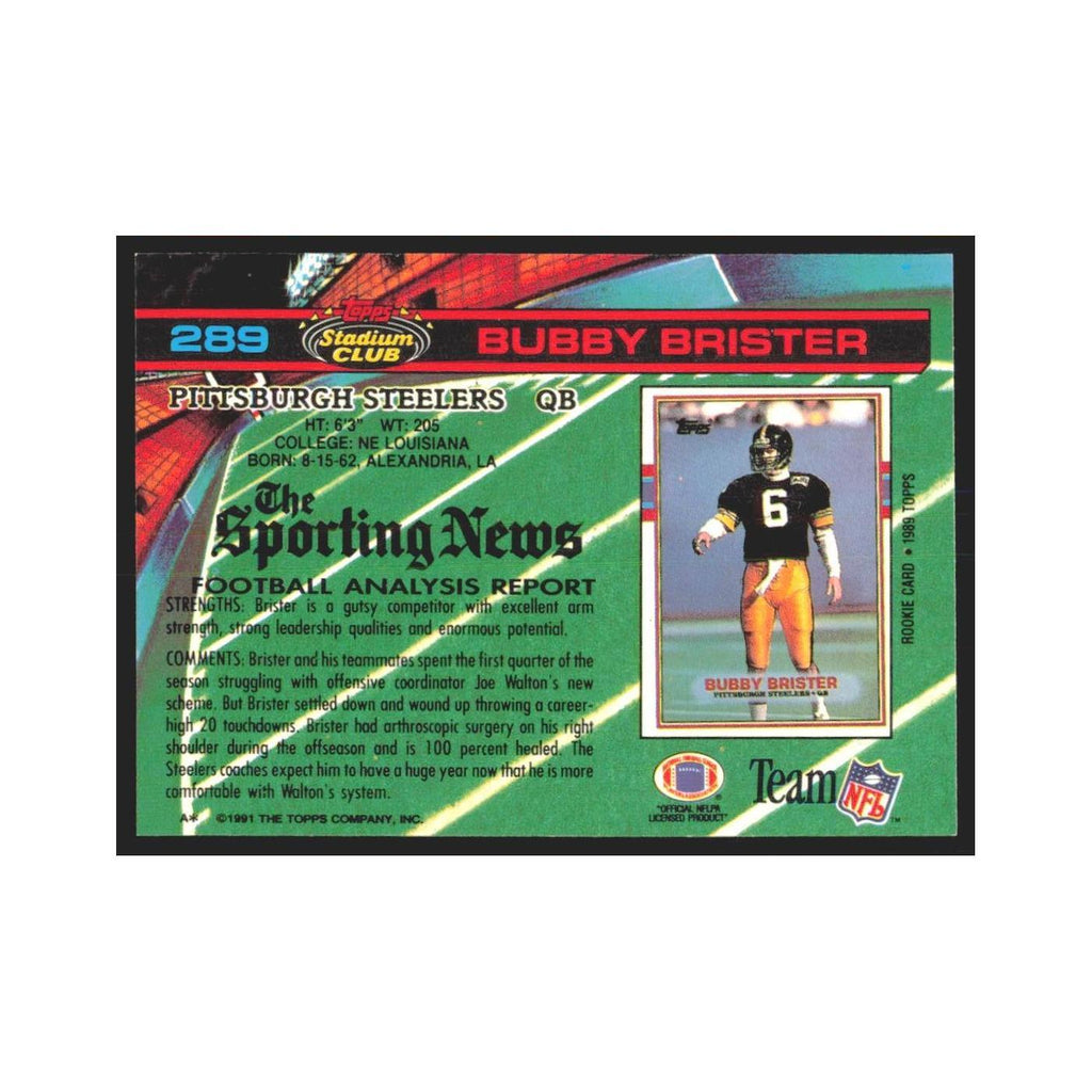 1991 Stadium Club Bubby Brister Steelers #289
