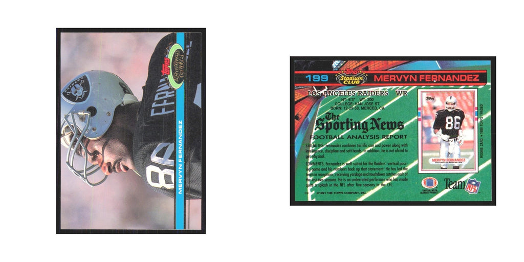 1991 Stadium Club Mervyn Fernandez Los Angeles Raiders #199
