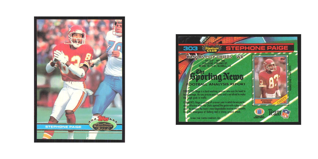 1991 Stadium Club Stephone Paige Chiefs #303