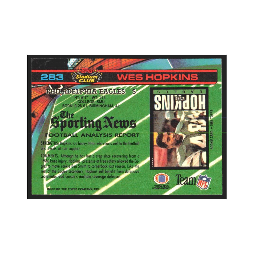 1991 Stadium Club Wes Hopkins Eagles #283