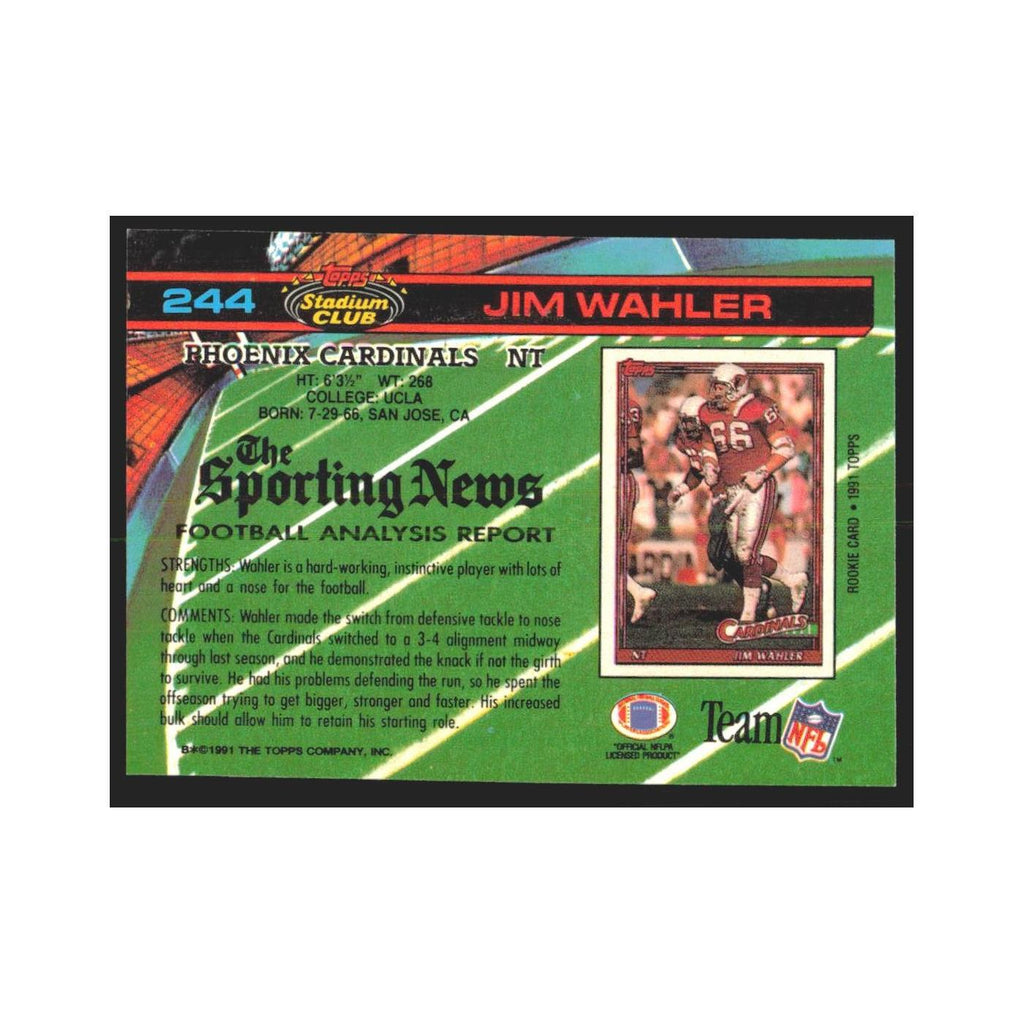 1991 Stadium Club Jim Wahler Phoenix Cardinals #244